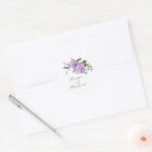 Rustieke Paarse bloemenbruiloft gunst Ronde Sticker (Envelop)