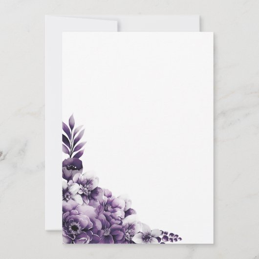 Rustieke Paarse bloemenbruiloft Save the Date (Achterkant)