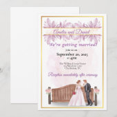 Rustieke Paarse bloemenbruiloft uitnodiging (Voorkant / Achterkant)