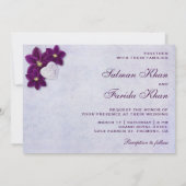 rustieke Paarse bloemenislamitische bruiloft Kaart (Achterkant)