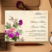  rustieke Paarse bloemenislamitische bruiloft Kaart