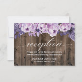 Rustieke paarse bloemenschuur bruiloftsreceptie kaart (Voorkant)