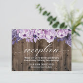 Rustieke paarse bloemenschuur bruiloftsreceptie kaart (Staand voorkant)
