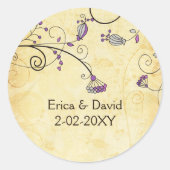 Rustieke paarse bloemenvelop stickers (Voorkant)