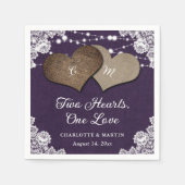Rustieke Paarse Burlap Lace String Lights Bruiloft Servet (Voorkant)