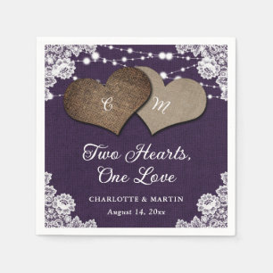 Rustieke Paarse Burlap Lace String Lights Bruiloft Servet