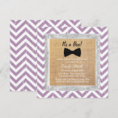 Rustieke Paarse Chevron Bow Stropdas Boy Baby show Kaart (Voorkant / Achterkant)