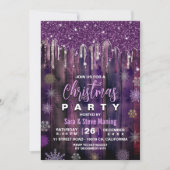 Rustieke Paarse Country Christmas Party glitter Kaart (Voorkant)