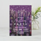 Rustieke Paarse Country Christmas Party glitter Kaart (Staand voorkant)