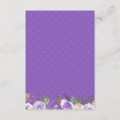 Rustieke Paarse Crème Bloemen Trouwdetails Kaart (Achterkant)