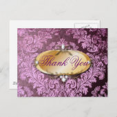  rustieke paarse Damask bruiloft bedankt Briefkaart (Voorkant / Achterkant)