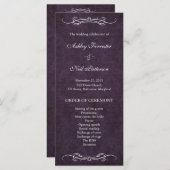 Rustieke  Paarse Damask Wedding Program Programmakaart (Voorkant / Achterkant)