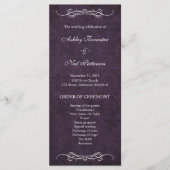 Rustieke  Paarse Damask Wedding Program Programmakaart (Voorkant)