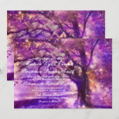 Rustieke Paarse eiken boom bruiloft uitnodigingen (Voorkant / Achterkant)