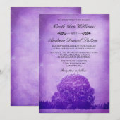 Rustieke Paarse eikenboom bruiloft Kaart (Voorkant / Achterkant)