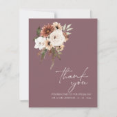 Rustieke Paarse en perzik bloemenbruiloft Bedankkaart (Voorkant)