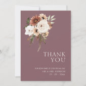 Rustieke Paarse en perzik bloemenbruiloft Bedankkaart (Voorkant)