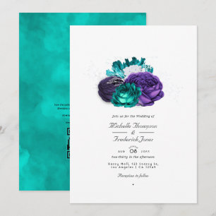 Rustieke paarse en turquoise bloemencode met QR we Kaart