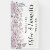 Rustieke Paarse en witte bloemenbruiloft Spandoek (Verticaal)