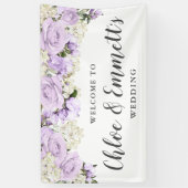 Rustieke Paarse en witte bloemenbruiloft Spandoek (Verticaal)