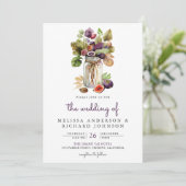 Rustieke Paarse Fig Mason Jar Alles in een bruilof Kaart (Staand voorkant)