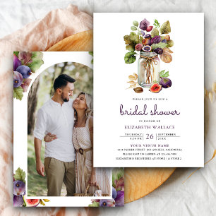 Rustieke Paarse Fig Mason Jar Foto Vrijgezellenfee Kaart