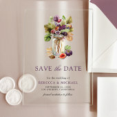Rustieke Paarse Fig Mason Jar Wedding Save the Dat Acryl Uitnodigingen