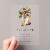 Rustieke Paarse Fig Mason Jar Wedding Save the Dat Acryl Uitnodigingen (Insitu (Draagbaar))
