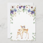 Rustieke Paarse Floral Deer Baby shower Uitnodigin Kaart (Achterkant)
