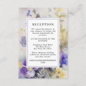 Rustieke Paarse & gele bloemen bruiloft receptie Informatiekaartje (Voorkant)