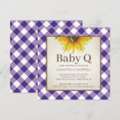 Rustieke Paarse Gingham Checker Baby shower Kaart (Voorkant / Achterkant)