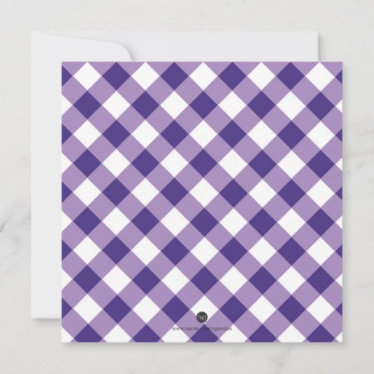Rustieke Paarse Gingham Checker Baby shower Kaart (Achterkant)