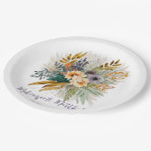 Rustieke Paarse gouden pioen herfst bruiloft Papieren Bordje (Gekanteld)