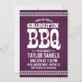 Rustieke Paarse Graduation Party BBQ Uitnodiging (Voorkant)