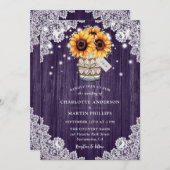 Rustieke Paarse hout metselaar pot zonnebloem brui Kaart (Voorkant / Achterkant)