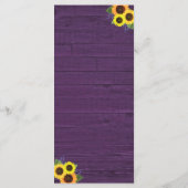 Rustieke Paarse Houten Strijklichten Zonnebloem Br Menu (Achterkant)