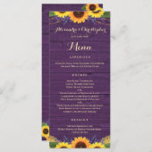 Rustieke Paarse Houten Strijklichten Zonnebloem Br Menu (Voorkant / Achterkant)