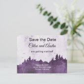 Rustieke Paarse Jewel Tone Landscape Save the Date Briefkaart (Staand voorkant)
