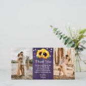 Rustieke Paarse Kant Zonnebloem Dank u Fotokaart Bedankkaart (Staand voorkant)