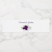 Rustieke Paarse & Lavendel Rozen Elegante bruiloft Waterfles Etiket (Enkel label)