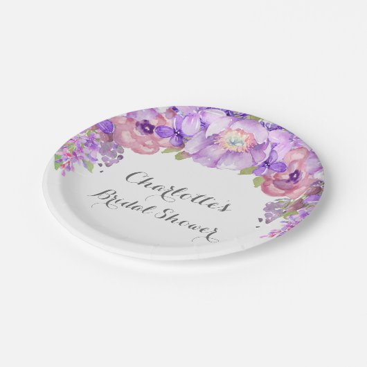 Rustieke Paarse Lila Floral Vrijgezellenfeest Bord (Gekanteld)