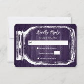 Rustieke Paarse Mason Jar Fall Wedding RSVP-kaart RSVP Kaartje (Voorkant)