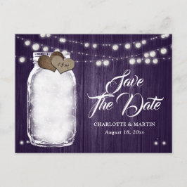 Rustieke Paarse Mason Jar Wedding Save The Date Aankondigingskaart