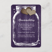 Rustieke Paarse Mason Jar Wood Accommodatie Kaart (Voorkant)