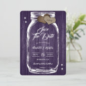 Rustieke Paarse Mason Jar Wood Fall Wedding Save The Date (Staand voorkant)