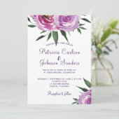 Rustieke paarse mauve pioenen boho boeketten bruil kaart (Staand voorkant)