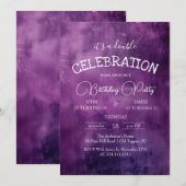 Rustieke Paarse Papier Dubbele Verjaardagsfeest Kaart (Voorkant / Achterkant)