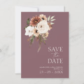 Rustieke Paarse Perzik Bloemen Bruiloft Save the D (Voorkant)
