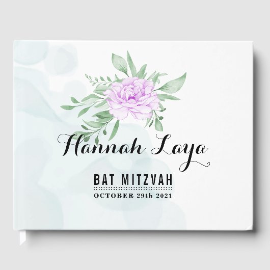 Rustieke Paarse Roos Eucalyptus Bat Mitzvah Guest  Gastenboek (Voorkant)
