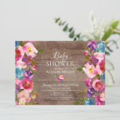 Rustieke Paarse Roze Bloemen BABY Douche Uitnodigi Kaart (Staand voorkant)